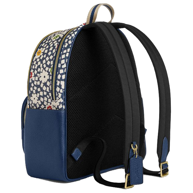Coach Court Backpack With Floral Print Deep Blue Multi # CBM23