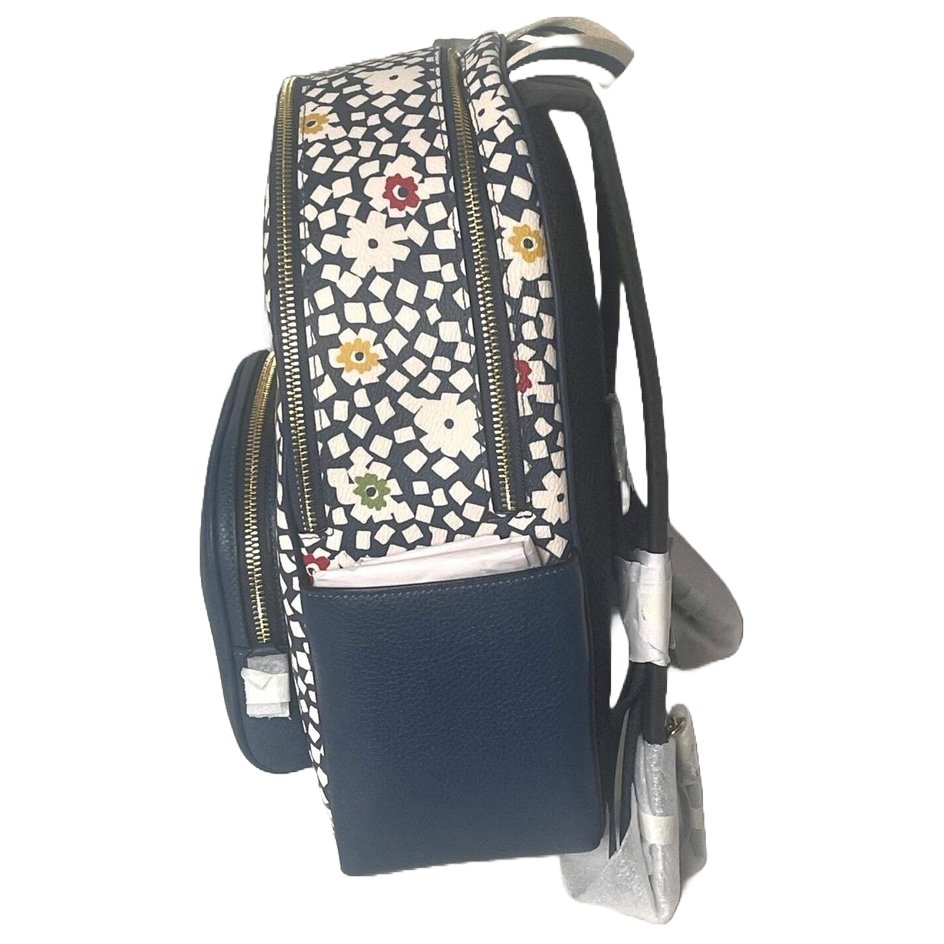 Coach Court Backpack With Floral Print Deep Blue Multi # CBM23