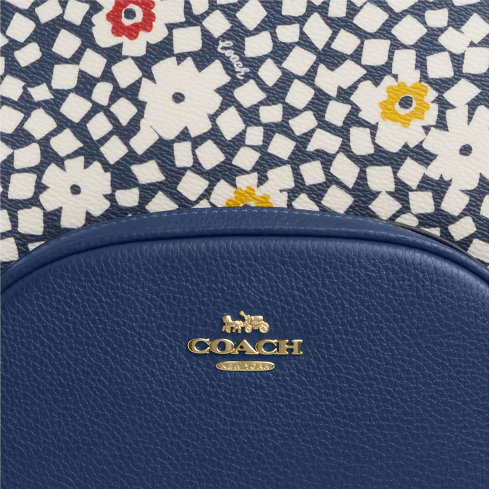 Coach Court Backpack With Floral Print Deep Blue Multi # CBM23