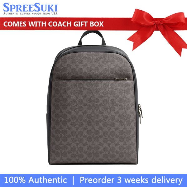 Coach Owen Backpack In Signature Canvas Grey Charcoal # CAJ90