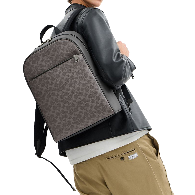 Coach Owen Backpack In Signature Canvas Grey Charcoal # CAJ90