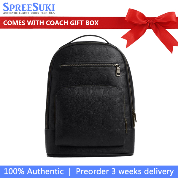 Coach Ethan Backpack In Signature Leather Gunmetal Black # CCF69