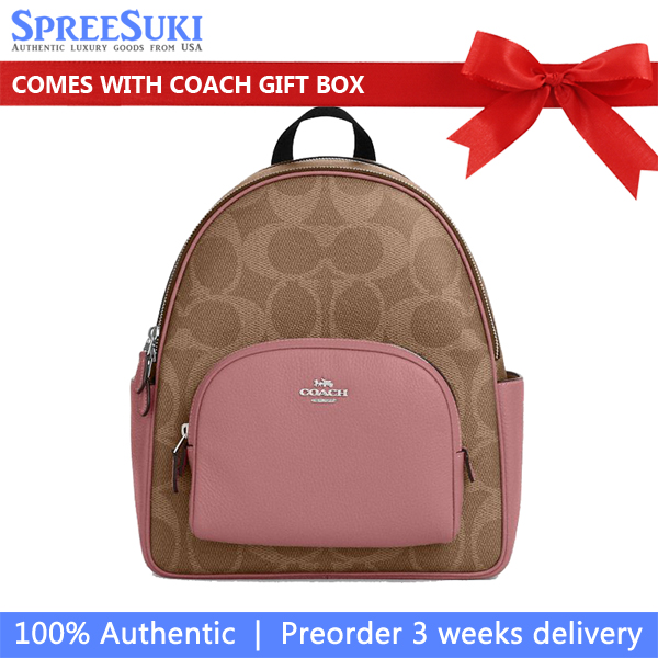 Coach Court Backpack In Maxi Signature Canvas Tan Dusty Pink # CCK72