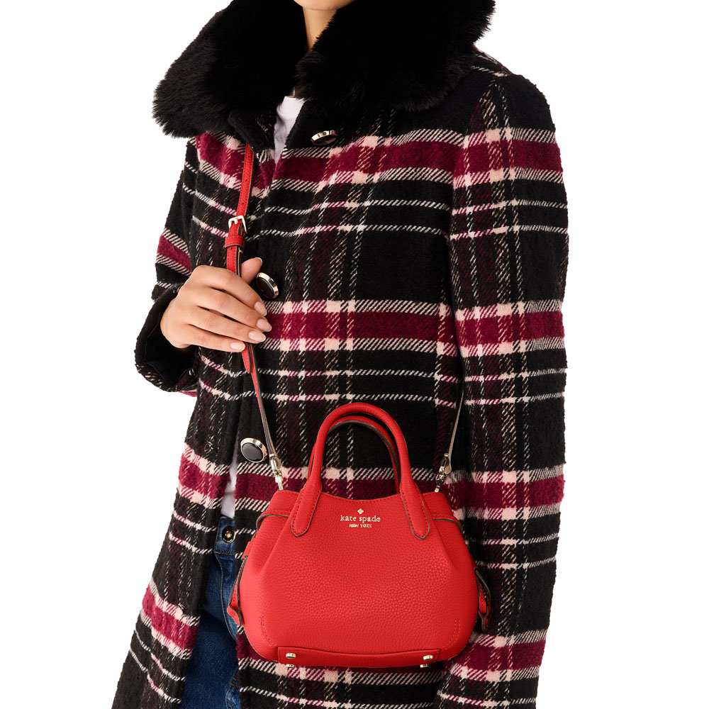 Kate Spade Crossbody Bag Sling Dumpling Pebbled Leather Mini Satchel Tomato Slice # KI859