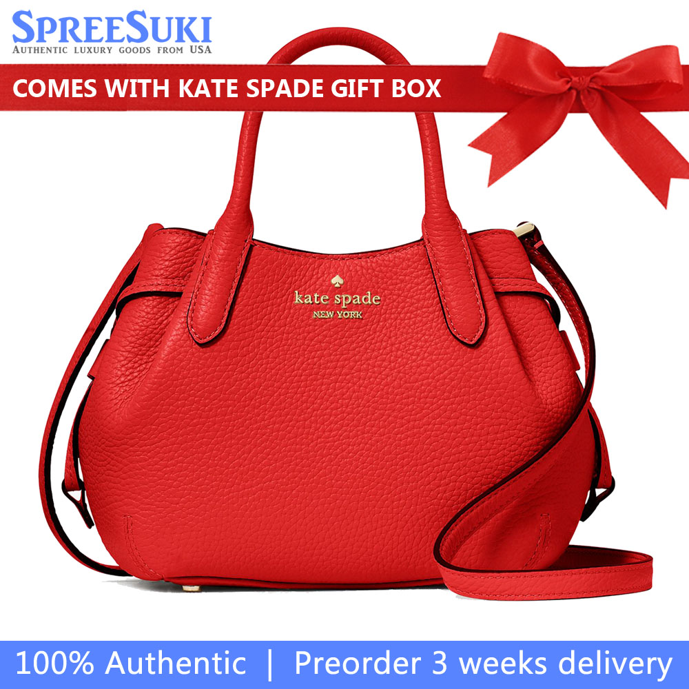 Kate Spade Crossbody Bag Sling Dumpling Pebbled Leather Mini Satchel Tomato Slice # KI859