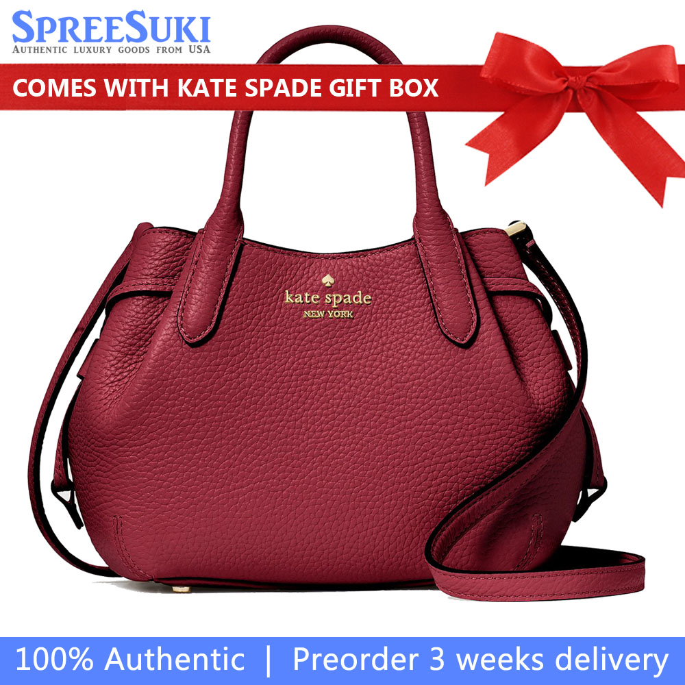 Kate Spade Crossbody Bag Sling Dumpling Pebbled Leather Mini Satchel Red Jam # KI859