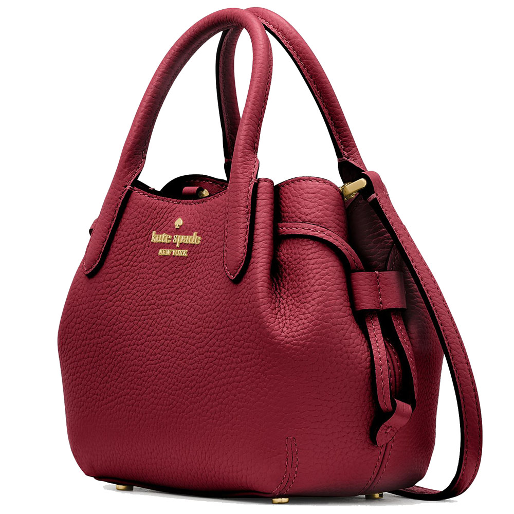 Kate Spade Crossbody Bag Sling Dumpling Pebbled Leather Mini Satchel Red Jam # KI859