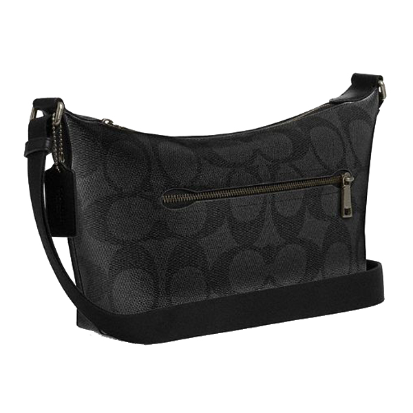 Coach Small Finn Crossbody Bag With Pouch In Maxi Signature Canvas Charcoal Black # CCG19