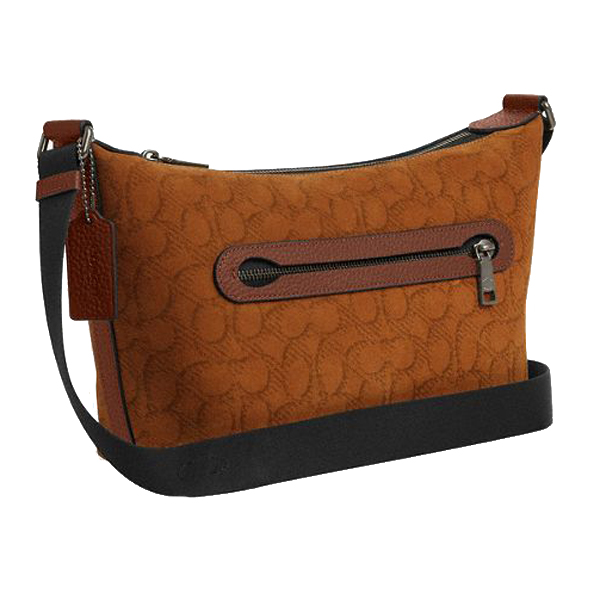 Coach Small Finn Crossbody Bag With Pouch In Signature Suede Caramel Sable # CCG16