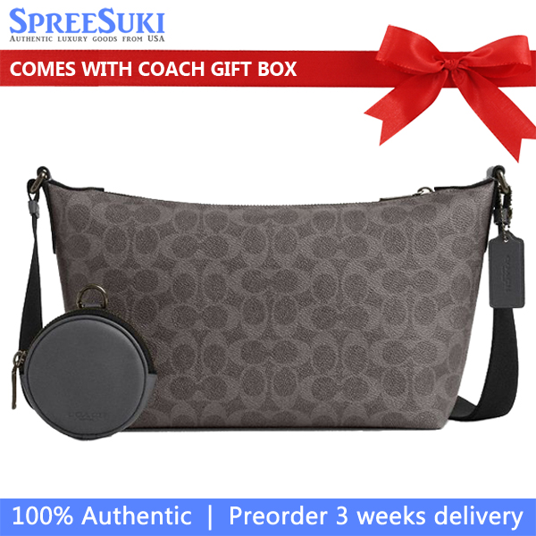 Coach Small Finn Crossbody Bag With Pouch In Signature Canvas Grey Charcoal # CCG21