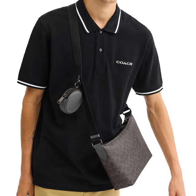 Coach Small Finn Crossbody Bag With Pouch In Signature Canvas Grey Charcoal # CCG21