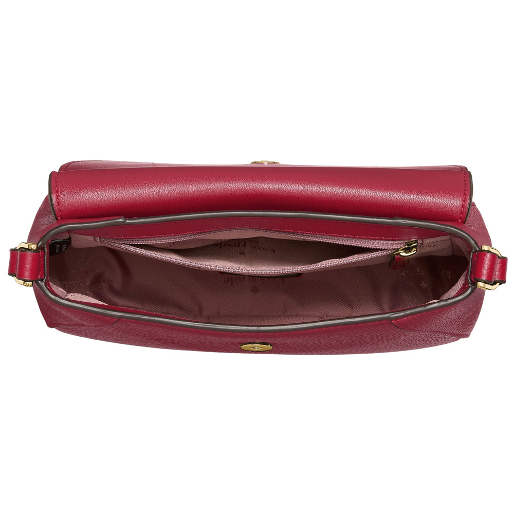 Kate Spade Crossbody Bag Sling Monica Pebbled Leather Mini Flap Crossbody Red Jam # KF364