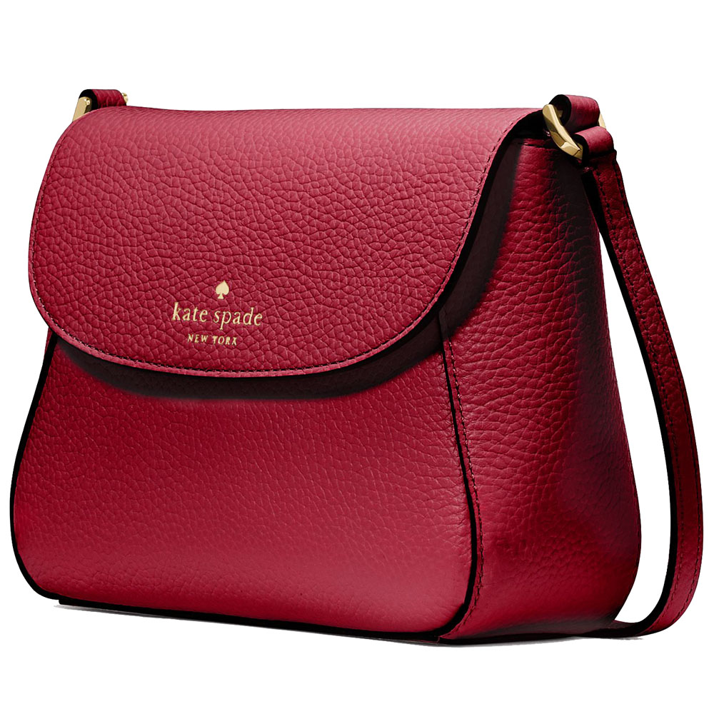 Kate Spade Crossbody Bag Sling Monica Pebbled Leather Mini Flap Crossbody Red Jam # KF364