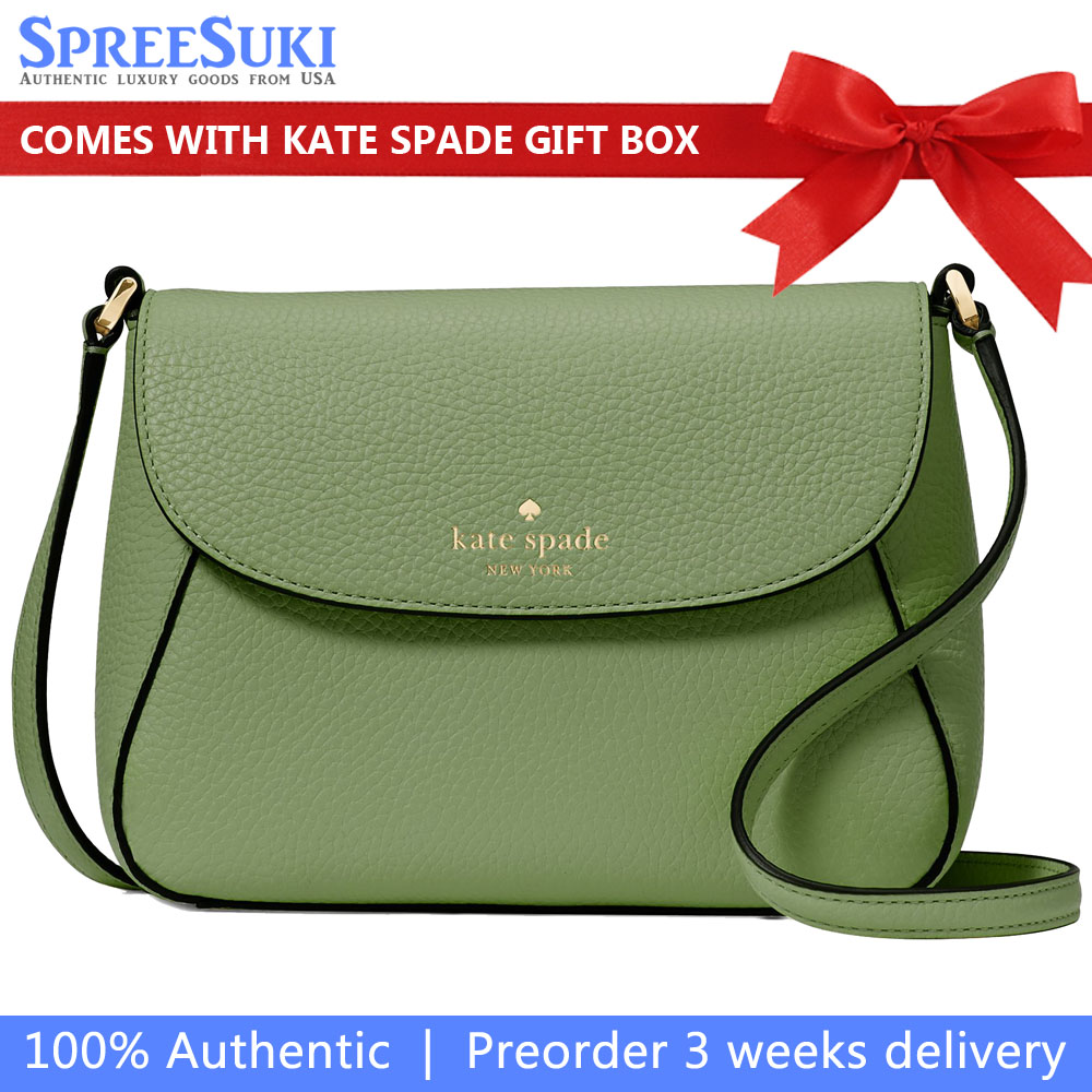 Kate Spade Crossbody Bag Sling Monica Pebbled Leather Mini Flap Crossbody Cedar Stand # KF364