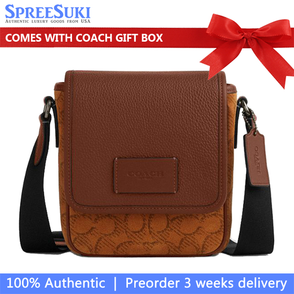 Coach Lucas Crossbody Bag In Signature Suede Caramel Sable # CCF94