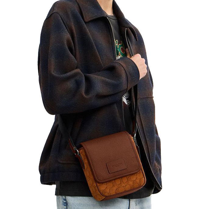 Coach Lucas Crossbody Bag In Signature Suede Caramel Sable # CCF94