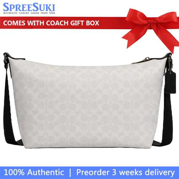 Coach Finn Crossbody Bag In Signature Canvas Gunmetal Chalk Black # CAJ91