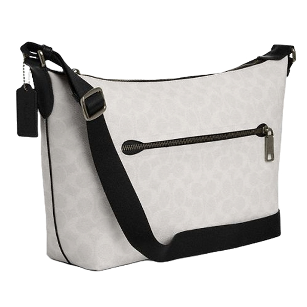 Coach Finn Crossbody Bag In Signature Canvas Gunmetal Chalk Black # CAJ91