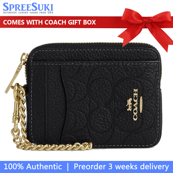Coach Zip Card Case In Signature Leather Black # CCS83