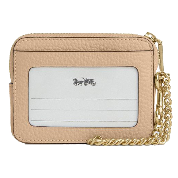 Coach Zip Card Case In Signature Leather Oat # CCS83