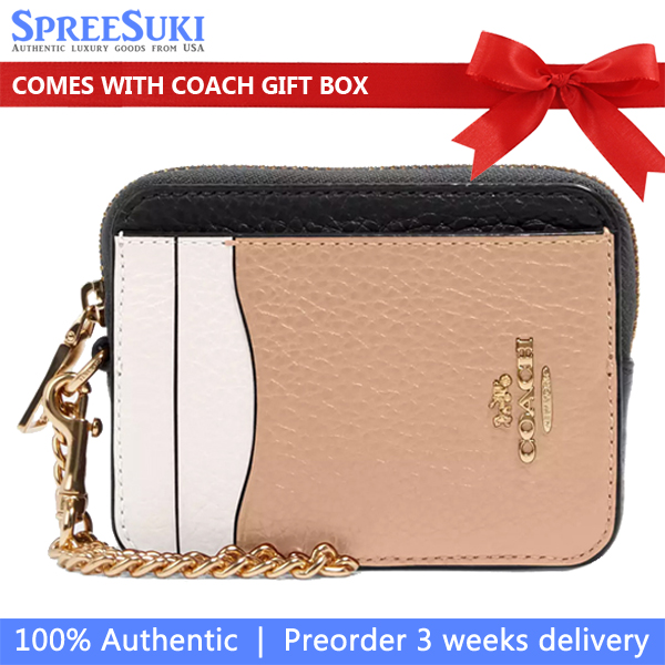 Coach Zip Card Case In Colorblock Chalk Multi # C1886