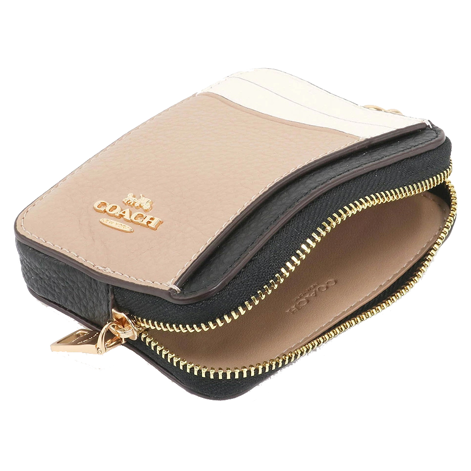 Coach Zip Card Case In Colorblock Chalk Multi # C1886