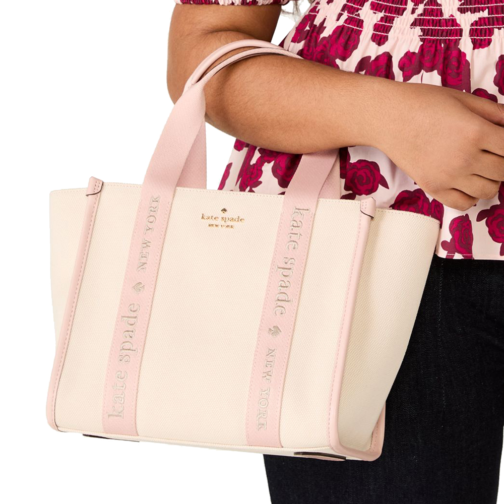 Kate Spade Kip Canvas Small Tote Rose Smoke Multi # KG767