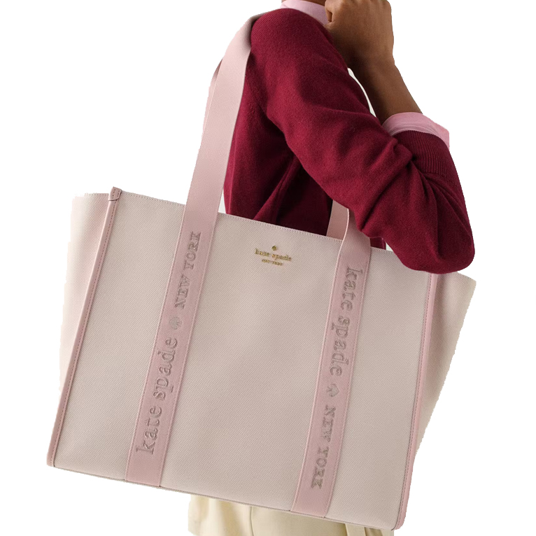 Kate Spade Kip Canvas Large Tote Rose Smoke Multi # KG765