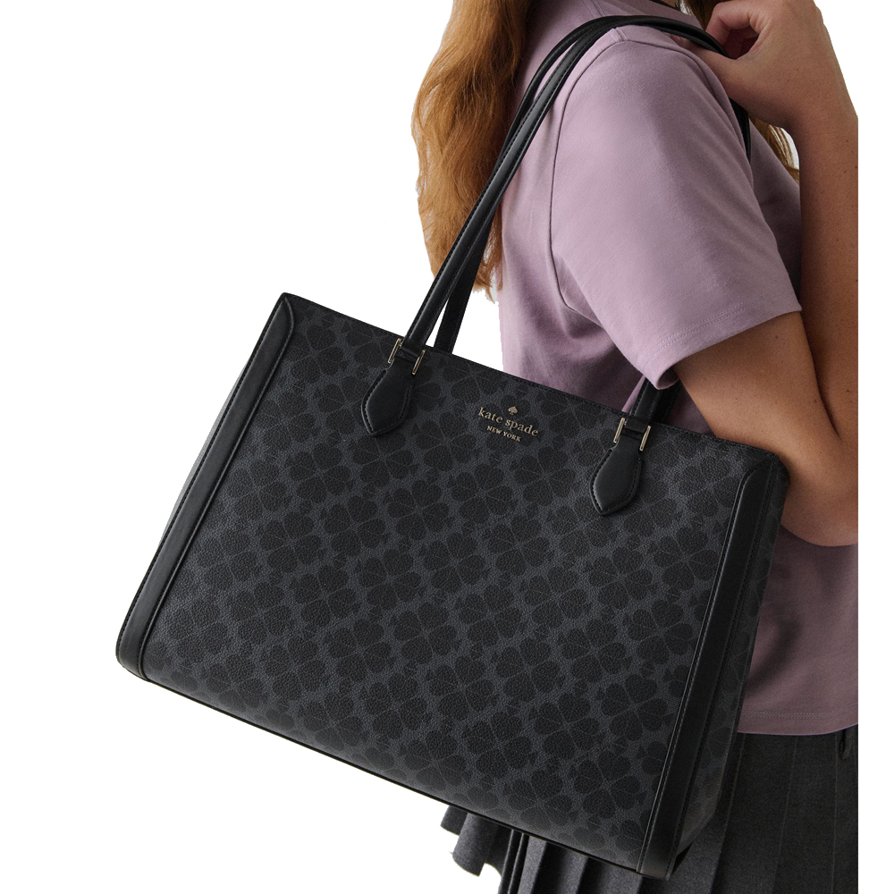 Kate Spade Signature Spade Flower East West Large Laptop Tote Black # KI791