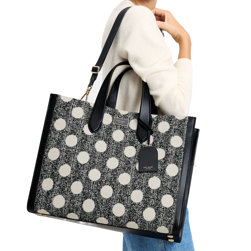 Kate Spade Manhattan Dot Tweed Large Tote Black Multi # KJ905