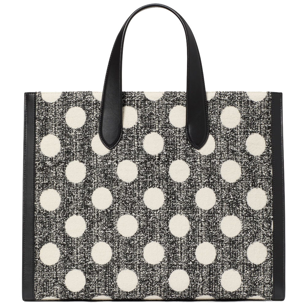 Kate Spade Manhattan Dot Tweed Large Tote Black Multi # KJ905