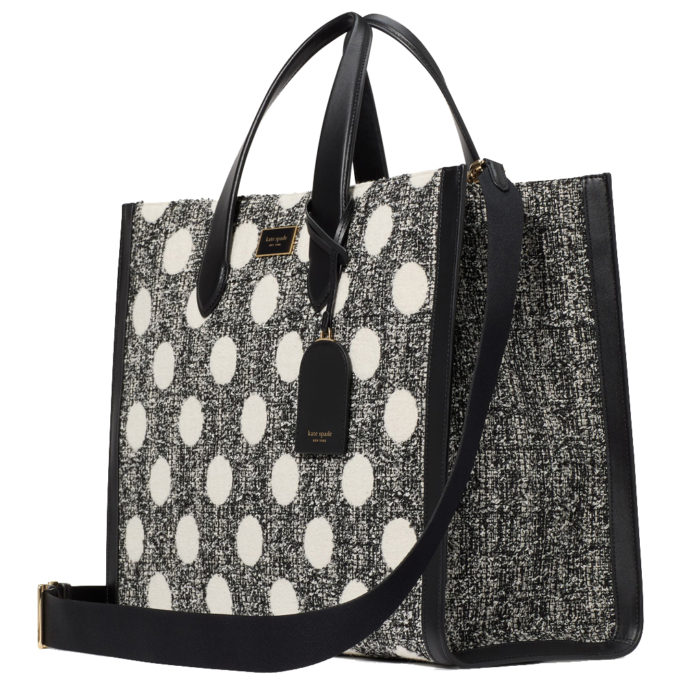 Kate Spade Manhattan Dot Tweed Large Tote Black Multi # KJ905