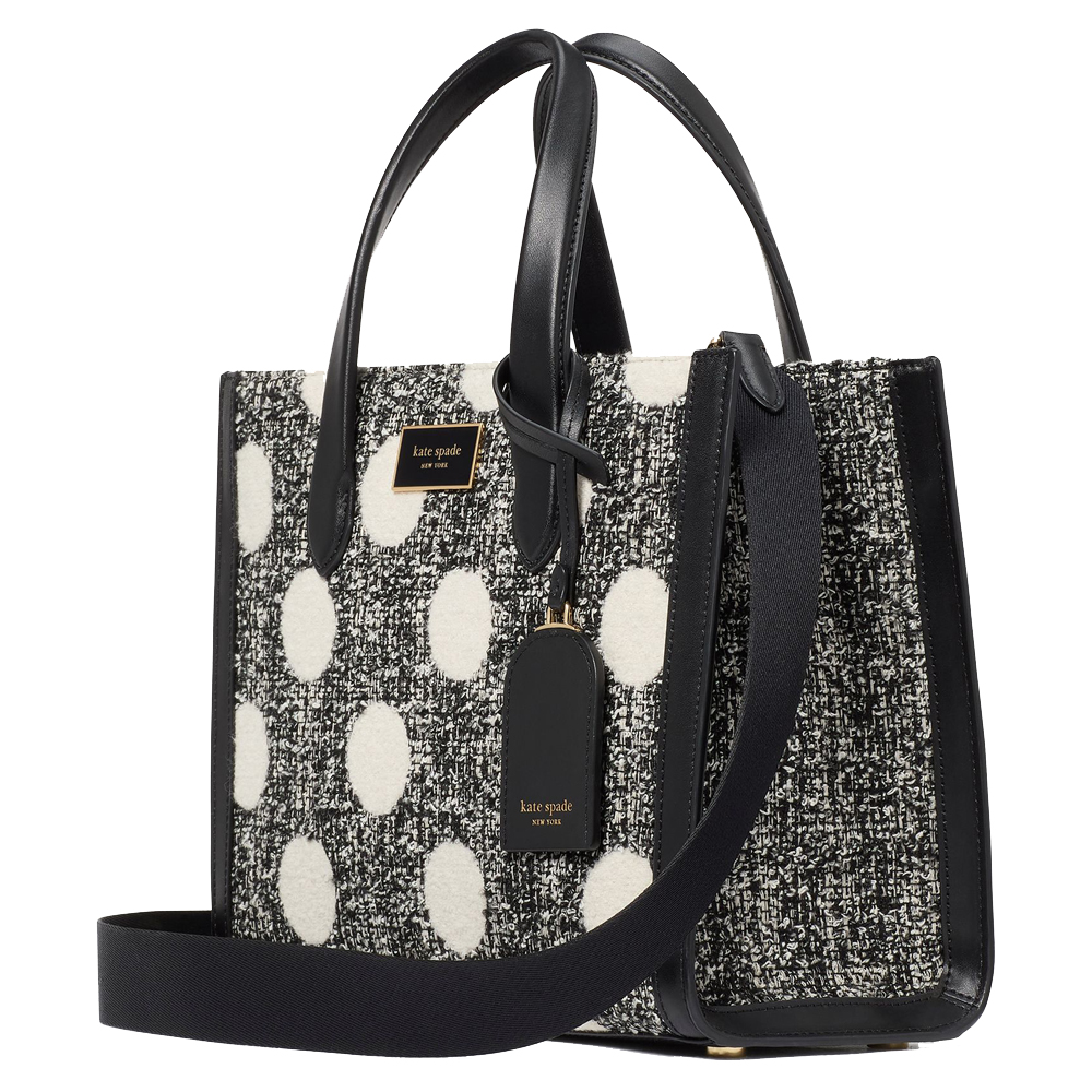 Kate Spade Manhattan Dot Tweed Small Tote Black Multi # KK574