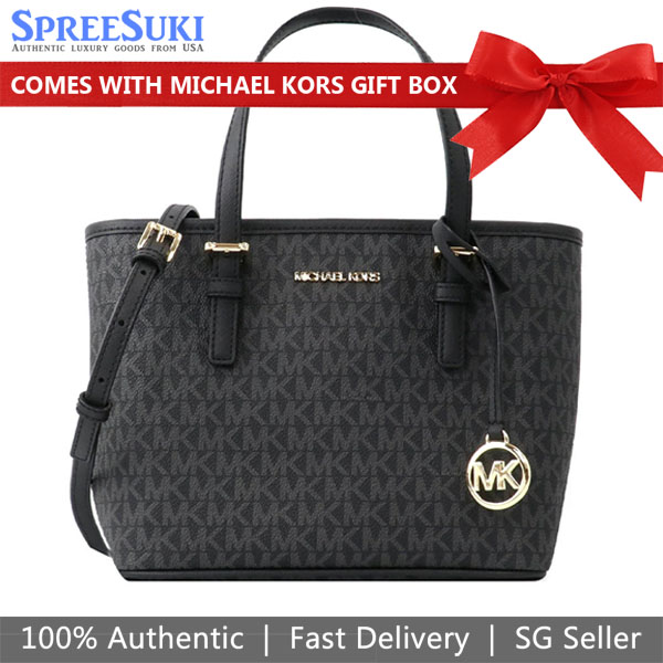 Michael Kors Crossbody Bag Sling Jet Set Travel Xs Carryall Convertible Top Zip Tote Black # 35T9GTVT0B