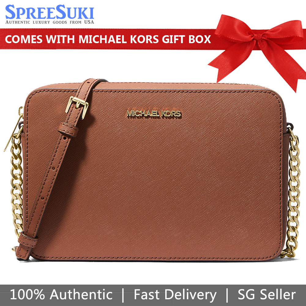 Michael Kors Crossbody Bag Jet Set Large Crossbody Luggage Brown # 35T8GTTC9L