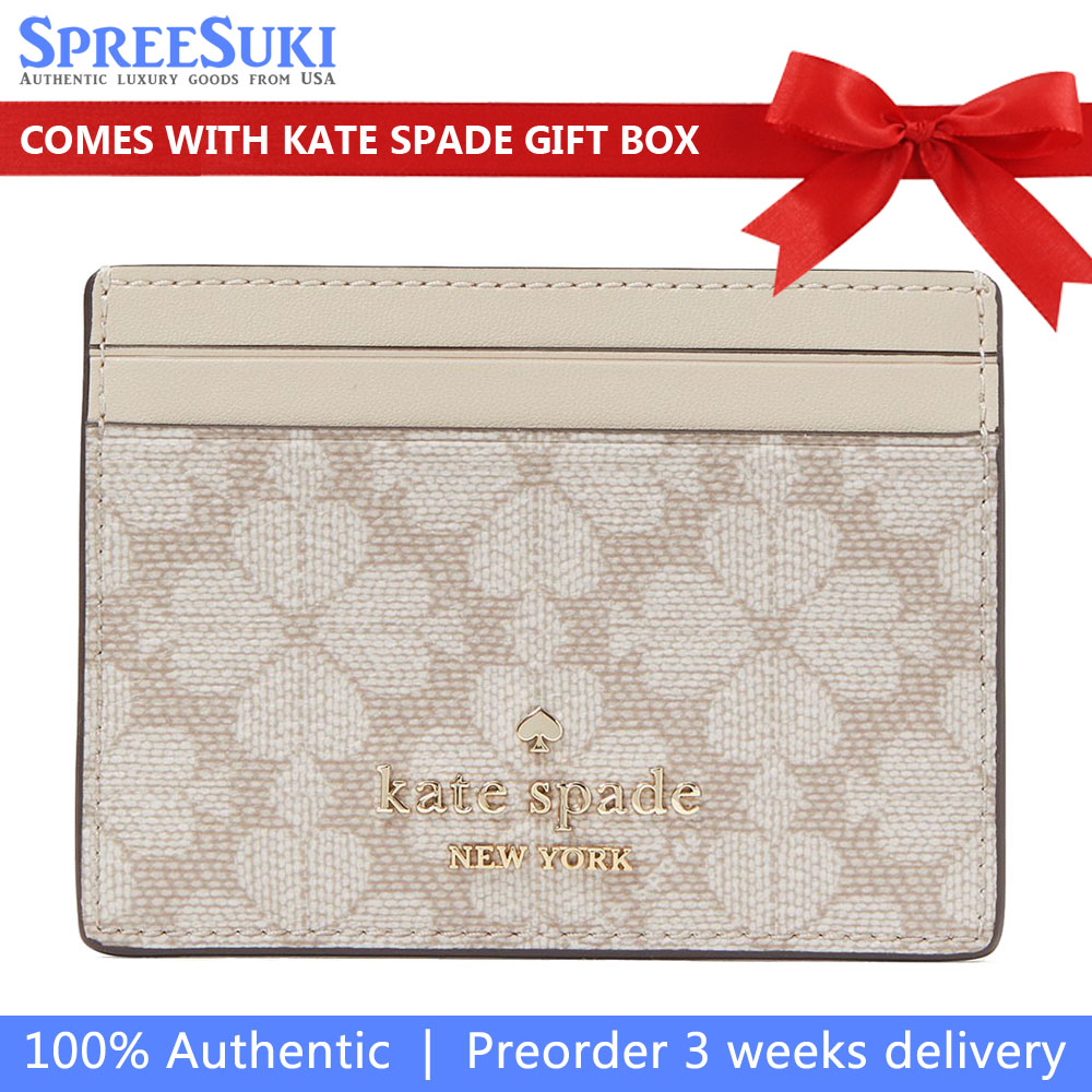 Kate Spade Spade Flower Small Slim Card Holder Dark Beige Multi # KI371