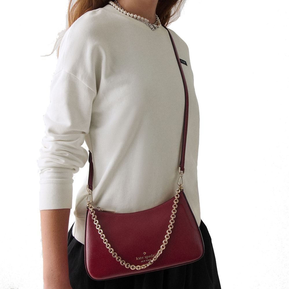 Kate Spade Margot Textured Patent Leather Convertible Crossbody Red Jam # KN249