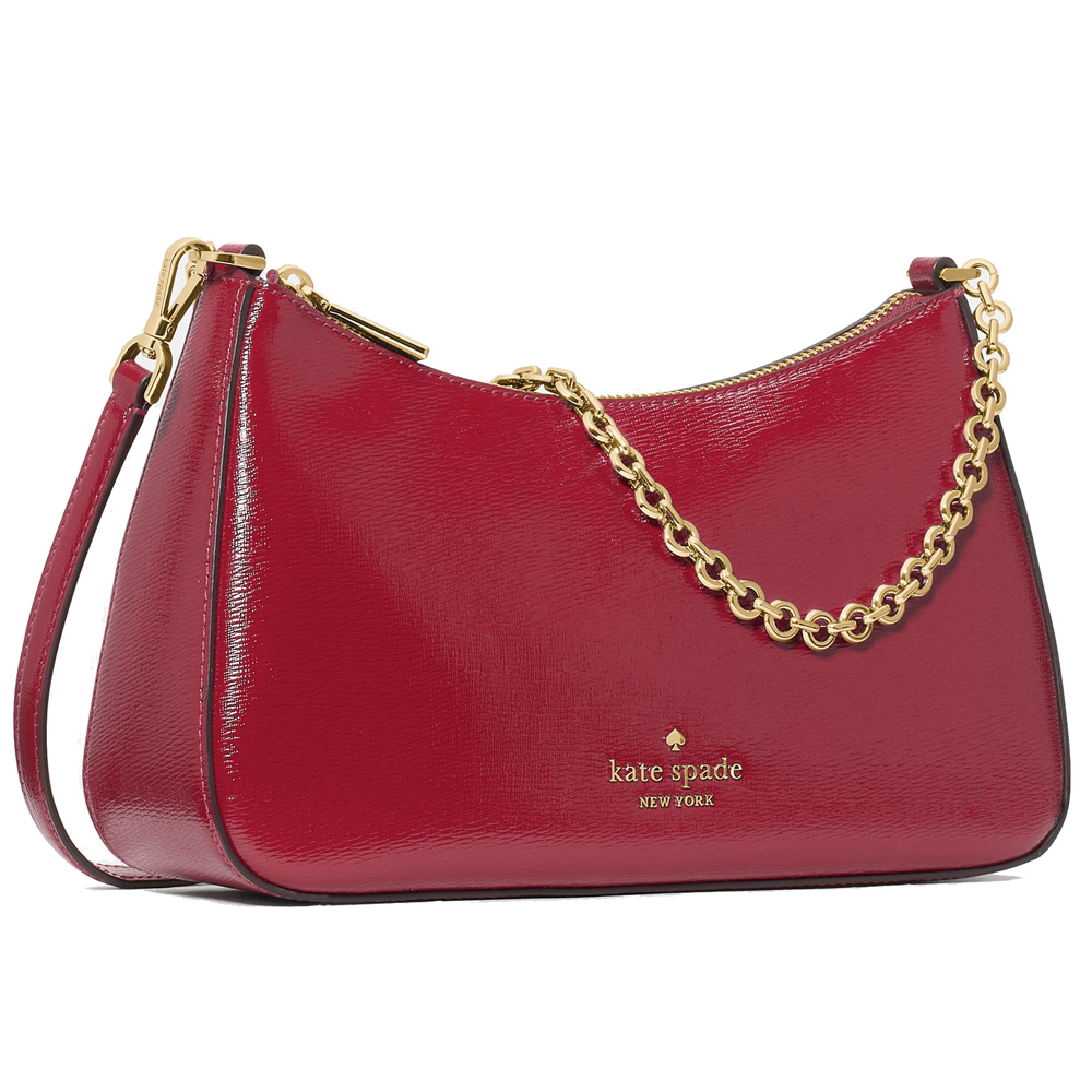 Kate Spade Margot Textured Patent Leather Convertible Crossbody Red Jam # KN249