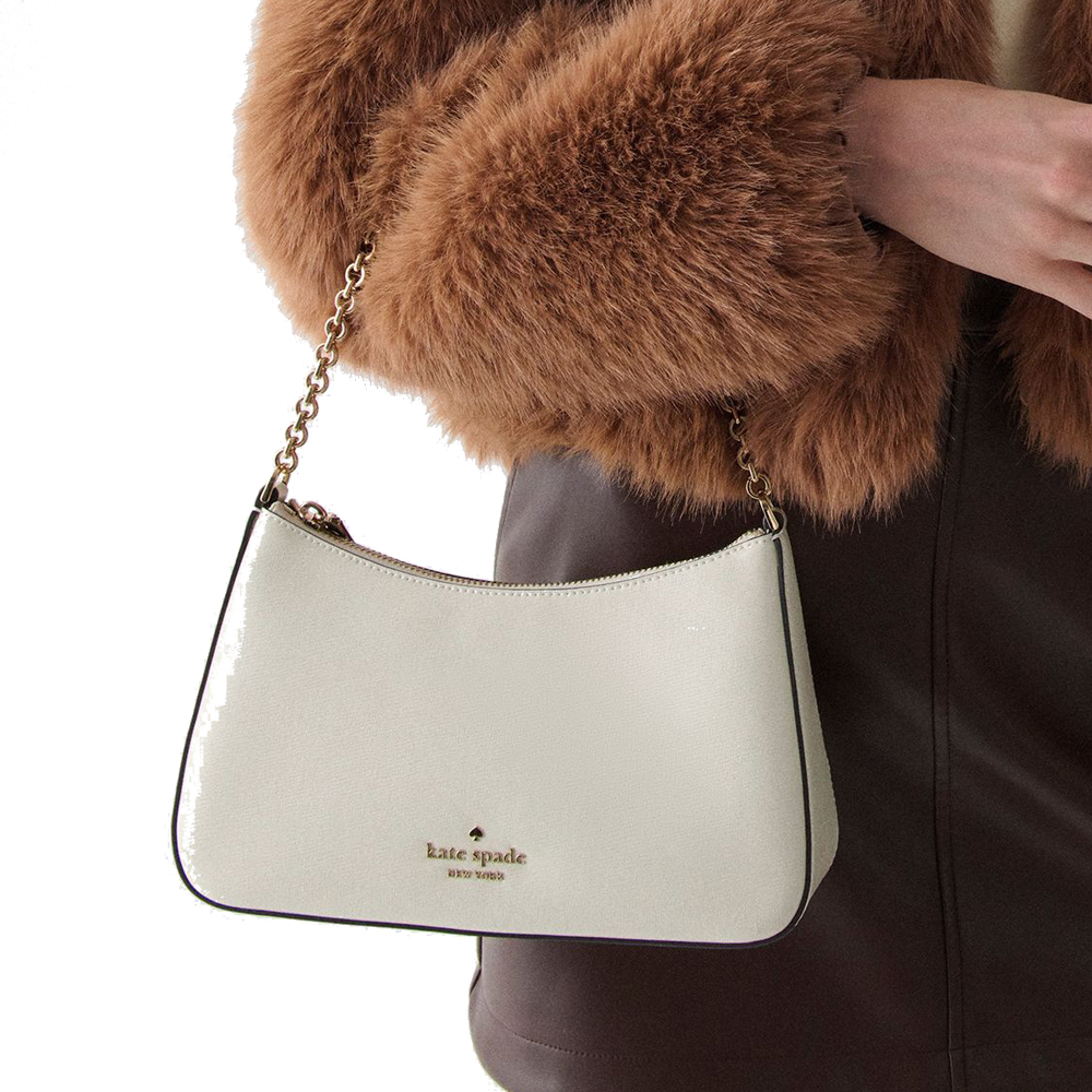 Kate Spade Margot Textured Patent Leather Convertible Crossbody Meringue # KN249