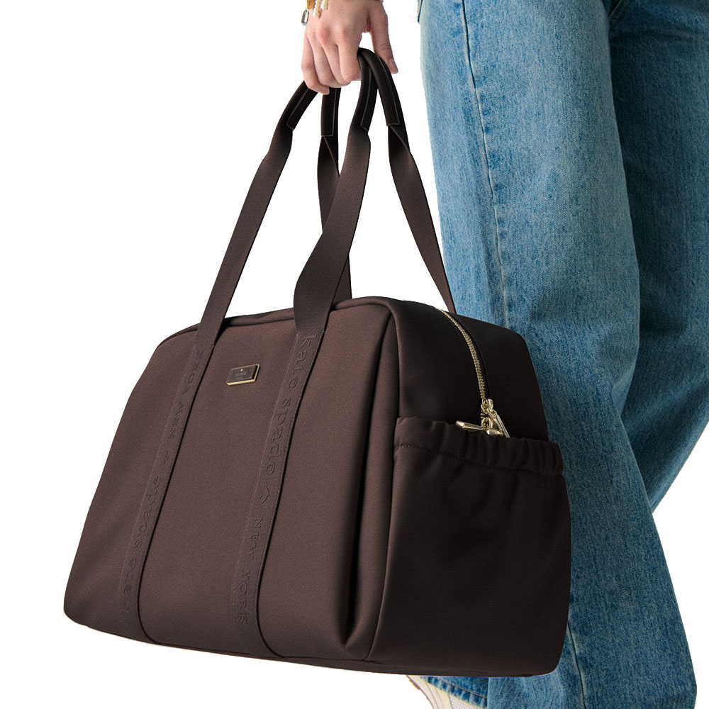 Kate Spade Carter Nylon Large Weekender Hot Fudge # KL968