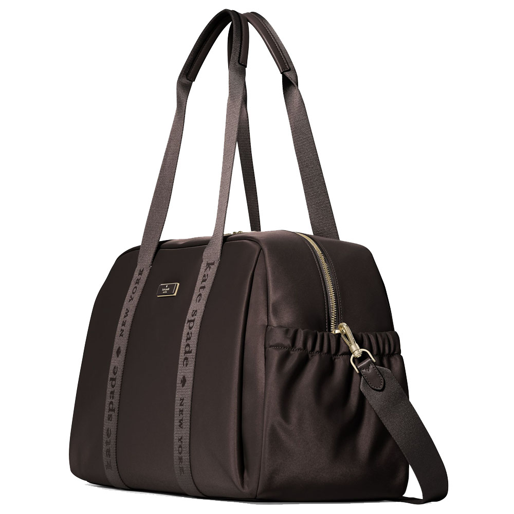 Kate Spade Carter Nylon Large Weekender Hot Fudge # KL968