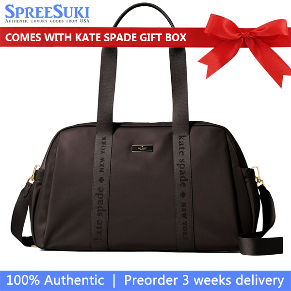 Kate Spade Carter Nylon Large Weekender Hot Fudge # KL968