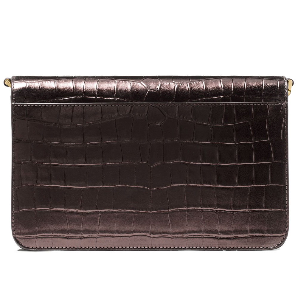 Kate Spade Madison Croc Embossed Willow Medium Convertible Crossbody Hot Fudge # KN236