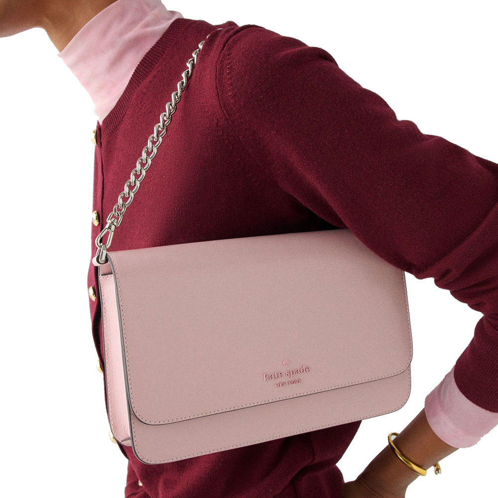 Kate Spade Madison Textured Patent Leather Willow Medium Convertible Crossbody Tutu Pink # KN238