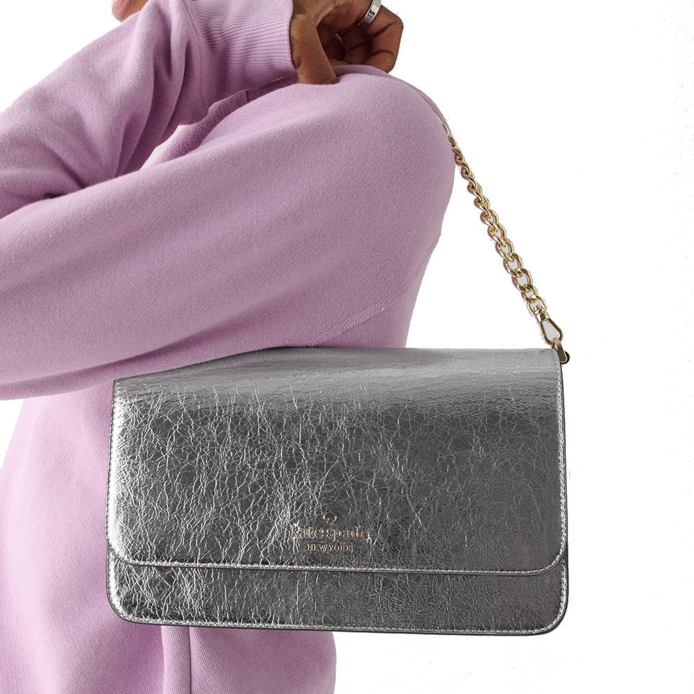 Kate Spade Madison Willow Medium Convertible Crossbody Silver # KN232
