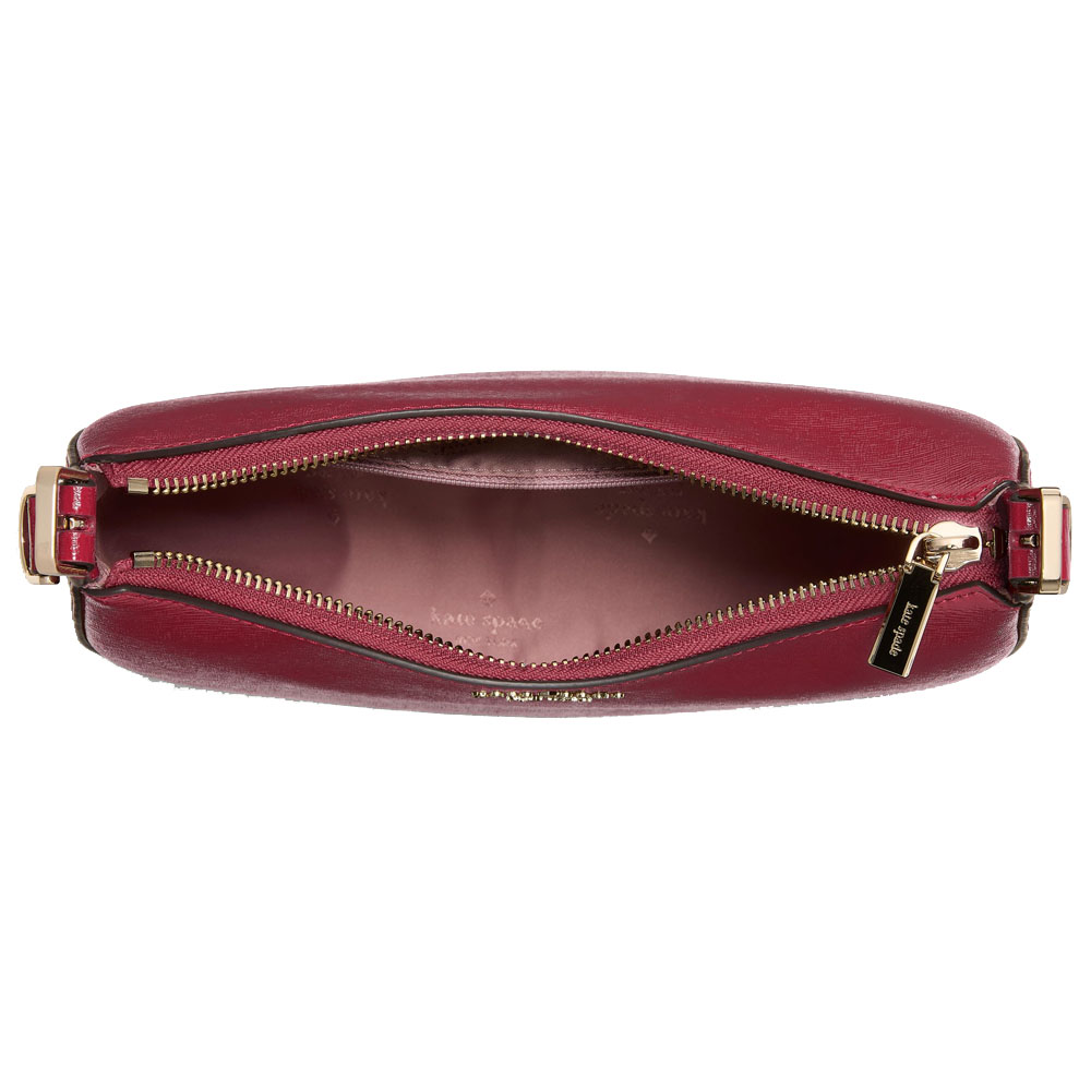 Kate Spade Nova Textured Patent Leather Small Crescent Shoulder Bag Red Jam # KN206