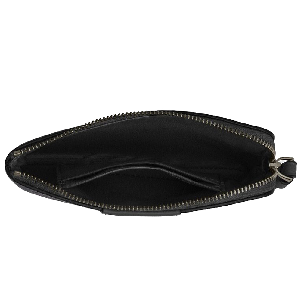Coach Small Wristlet Corner Zip Wristlet In Signature Canvas With Stripe Gunmetal Charcoal Black # CW854