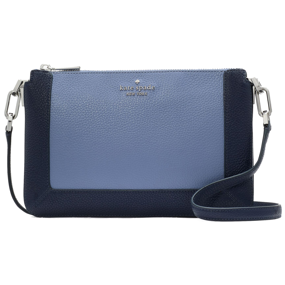 Kate Spade Sling Bag Lena Colorblock Double Compartment Crossbody Parisian Navy Multi Blue # KH444