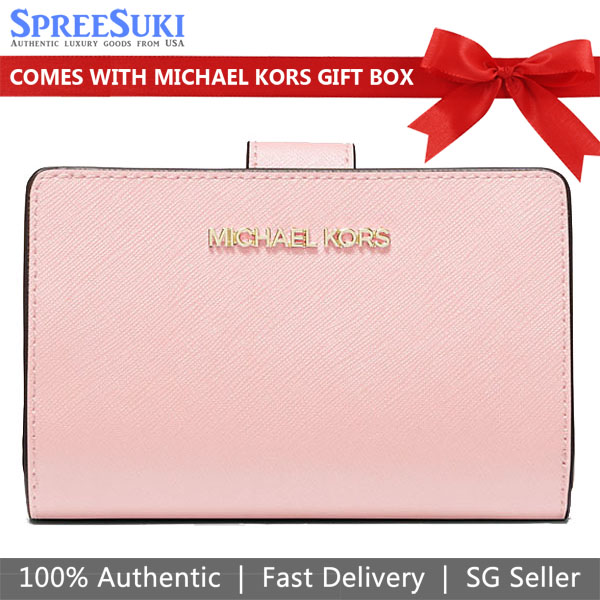 Michael Kors Medium Wallet Jet Set Travel Zip Coin Wallet Powder Blush # 35F7GTVF2L
