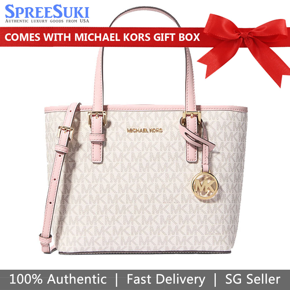 Michael Kors Crossbody Bag Sling Jet Set Travel Xs Carryall Convertibl Powder Blush White Pink # 35T9GTVT0B